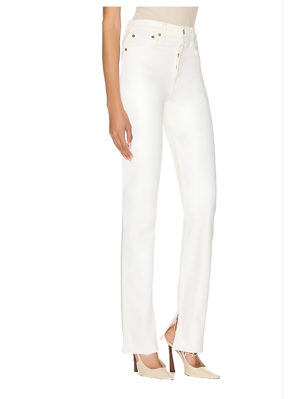 RE/DONE Originals 70's High Rise Skinny Boot in Vintage White Size 29 NWT